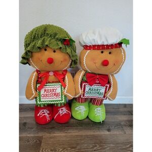 Hobby Lobby Large Plush Gingerbread Set Merry Christmas Holiday Decor girl/boy